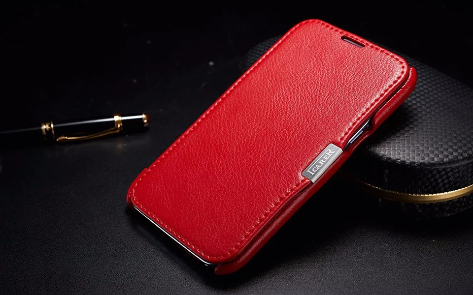 ICARER Brand Luxury Real Leather Case For Samsung Galaxy Note 2 N7100 Genuine Leather Flip Cover With Card Slot