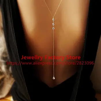 

300pcs/lot New backdrop necklace pendant women silver link drop back chain jewelry pearl sexy wedding bride accessories
