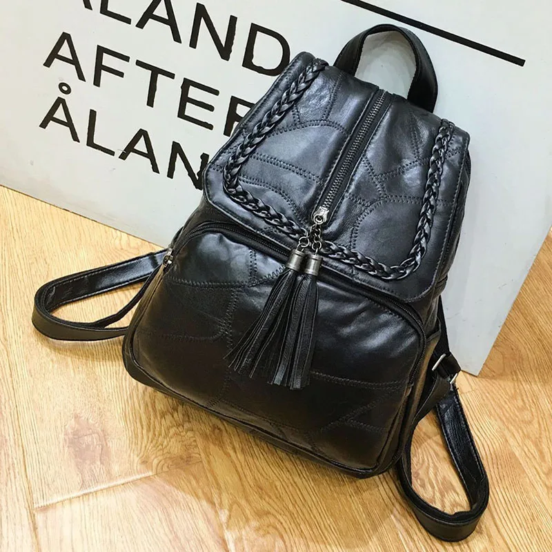 2018 Новый Модный женский рюкзак из натуральной кожи с бахромой|fashion women backpack|women