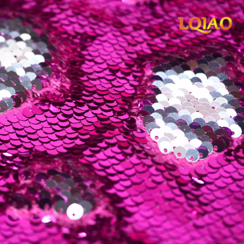 Fuchsia Silver Sequin Fabric-004