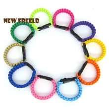 Простой браслет для выживания из Паракорда, тканый, ручной работы, чистый цвет, черный, голубой, розовый, с спасательным свистком, отличный подарок унисекс