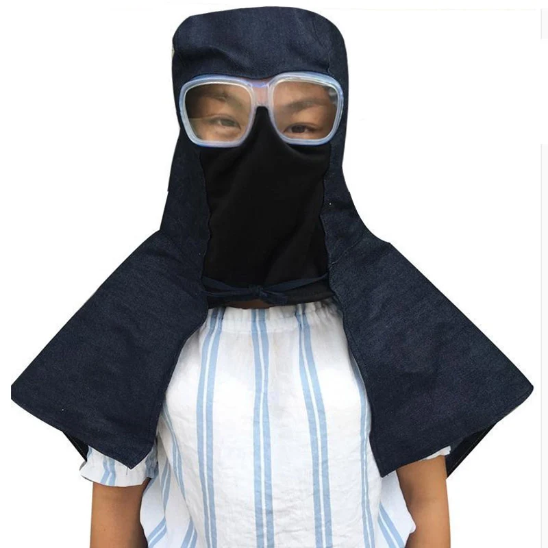 

Dustproof Protective Mask Hood Full Head Shawl Hat Denim Cap Anti-dust Polishing Mask Industrial Grinding Labor Equipment