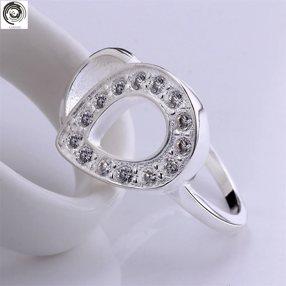 LianZhi Plating silver water droplets zircon contracted ring R559-8 LKNSPCR559-8 | Украшения и аксессуары