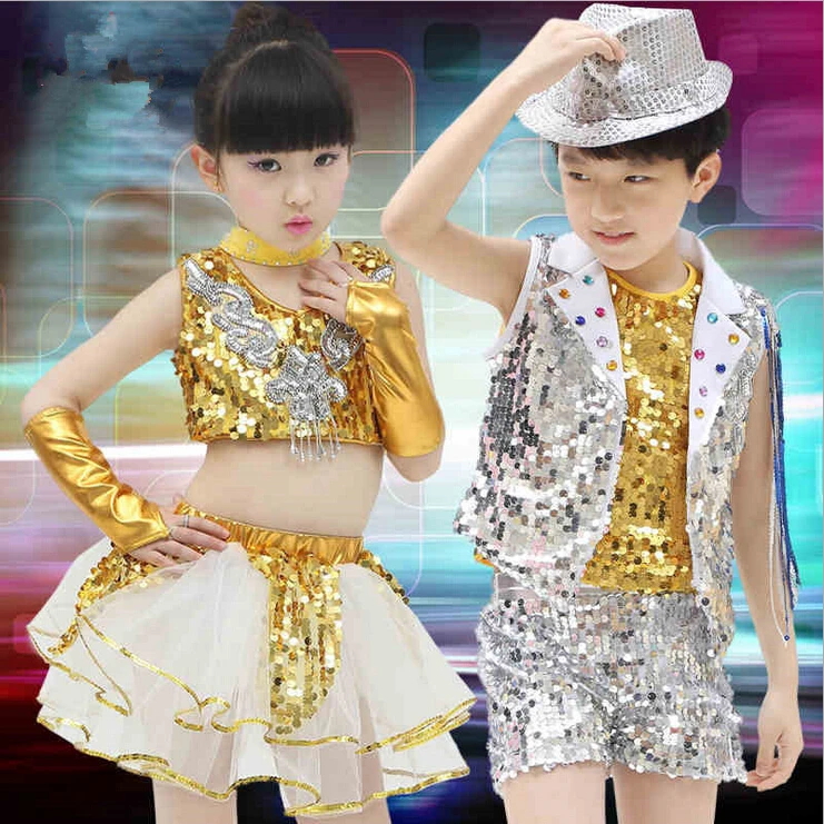 Girls Boys Sequined Ballroom Jazz Modern Hip Hop Dance Competition ...