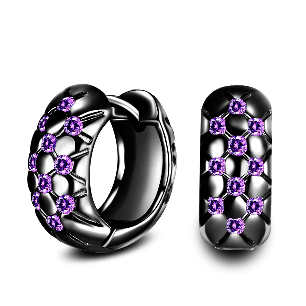 

Purple Round Cubic Zirconia Stone Luxurious Hoop Earrings For Women 925 Sterling Silver Wedding Jewelry(EA102619)