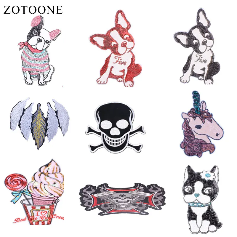 ZOTOONE нашивки с изображением собак и цветов наклейки черепа сделай сам