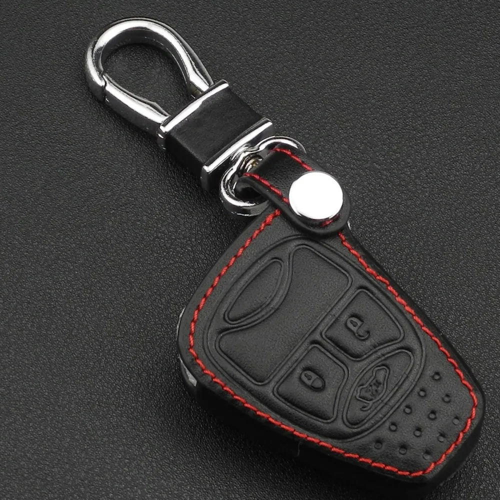 jingyuqin Remote 3 Buttons Car key Leather Case Fob Cover For Chrysler Jeep Dodge Ram Caliber Nitro Patriot Pacifica Liberty