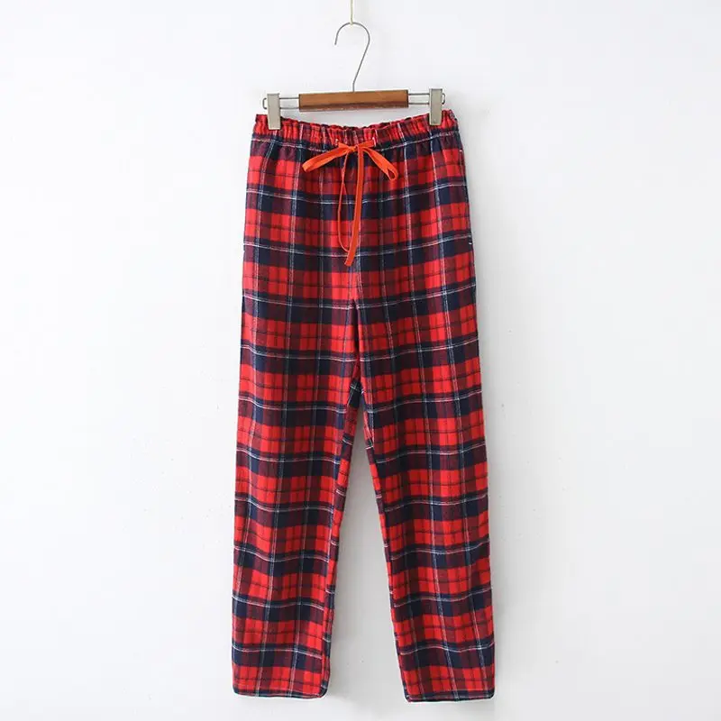 Осенние женские повседневные клетчатые свободные пижамы, женские длинные ночные штаны, женские высококачественные брюки из хлопка XL