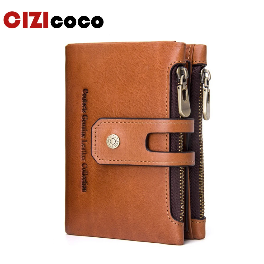 

Genuine Leather Men Wallet Men Walet Zipper&Hasp Male Portomonee Short Coin Purse Brand Perse Carteira For Rfid