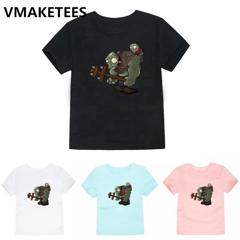 Летняя футболка; детская забавная футболка с принтом «Растения против Зомби»; детская одежда с героями мультфильмов; HKP5241G