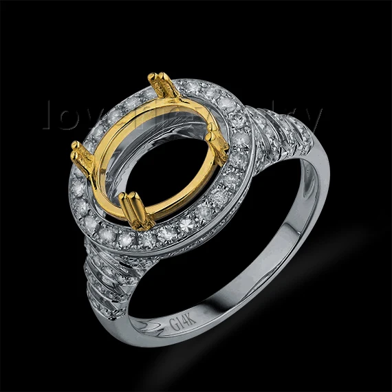 

Loverjewelry Oval 8x10mm Women Semi Mount Ring Setting In Rings 14Kt Two Tone Gold Diamonds Purity Wedding Ring WU268