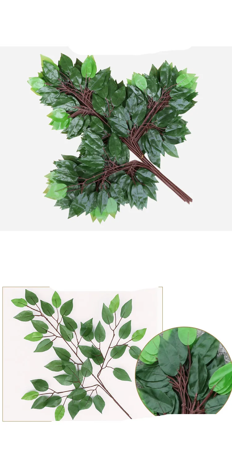 Листья баньяна из пластика, пластиковые фиговые ветви, зеленые растения, листья и ложные ветви. Рождественские украшения для дома