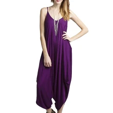 iSHINE Fashion Women Summer Hot Selling Sexy Deep V-neck Sleeveless Loose Harem Pants Jumpsuits