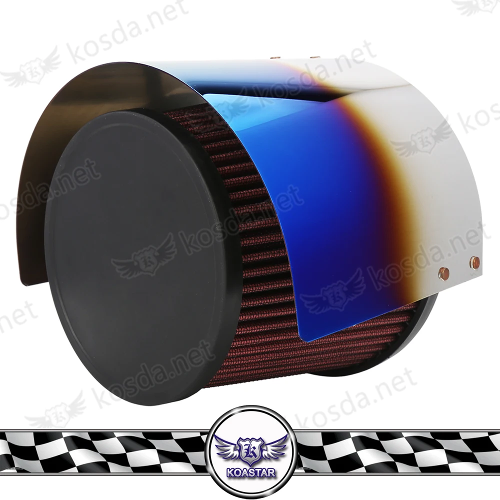 Stainless Steel Air Filter Heat Shield Cone Titanium Blue Universal Air