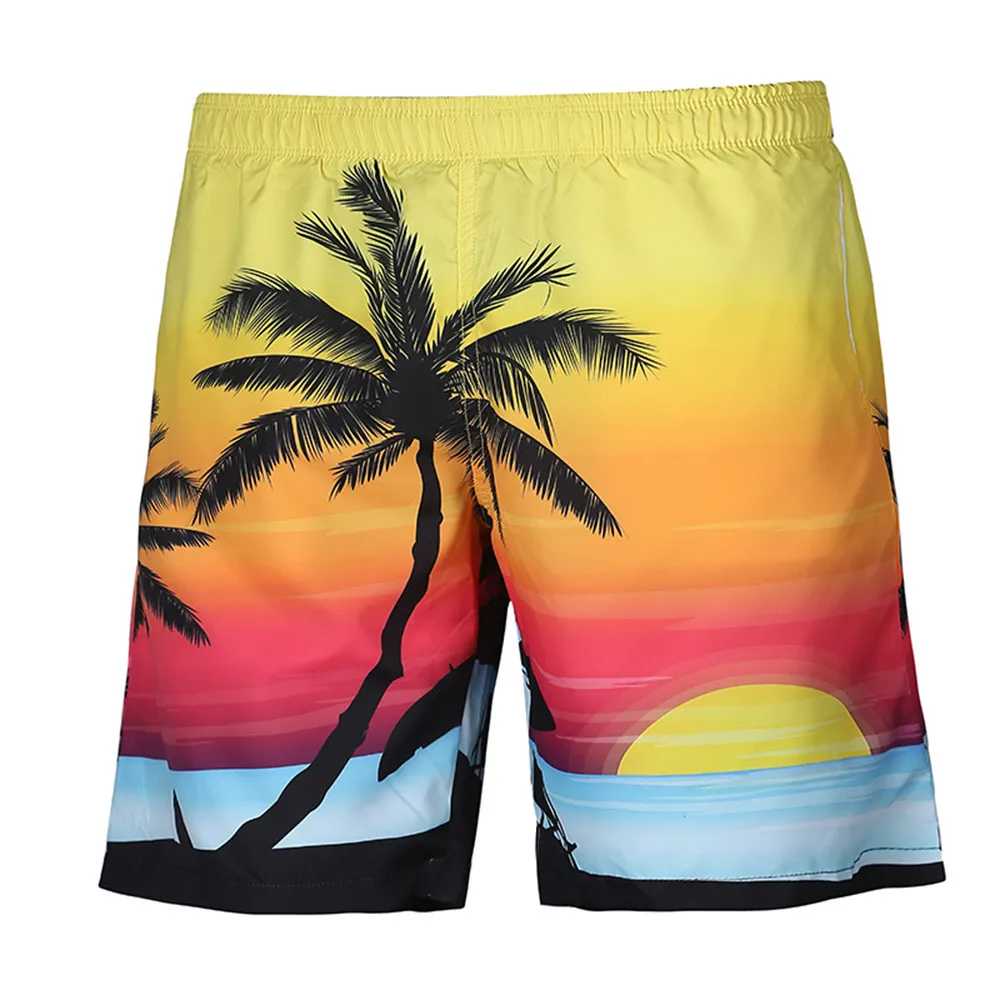 

Men's Summer Casual Plus Size Tropic Hawaii Palm 3D Printed Beach Shorts Pants