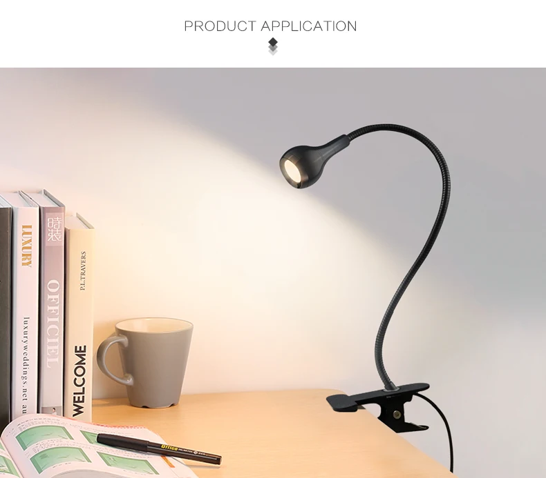 1 Вт гибкий светодиодный светильник для шкафа USB светодиодный Настольный светильник с зажимом для прикроватной учебы для чтения книг