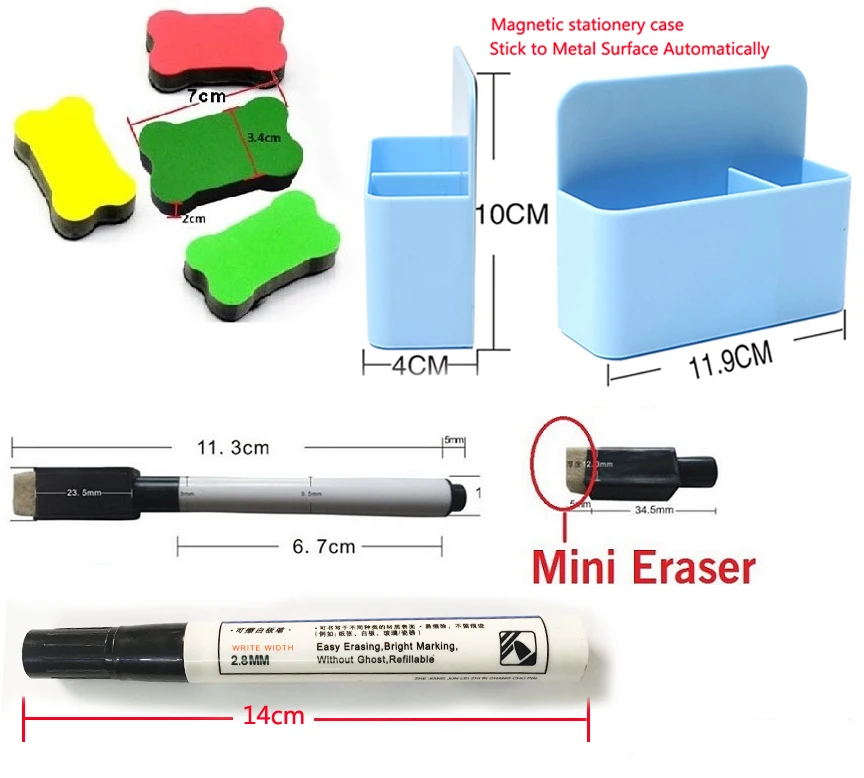 A1 магнитную доску и магнитная коробка для хранения канцелярских принадлежностей 1 ластик 4 цвета фломастеры 3 магнитные маркеры памятные
