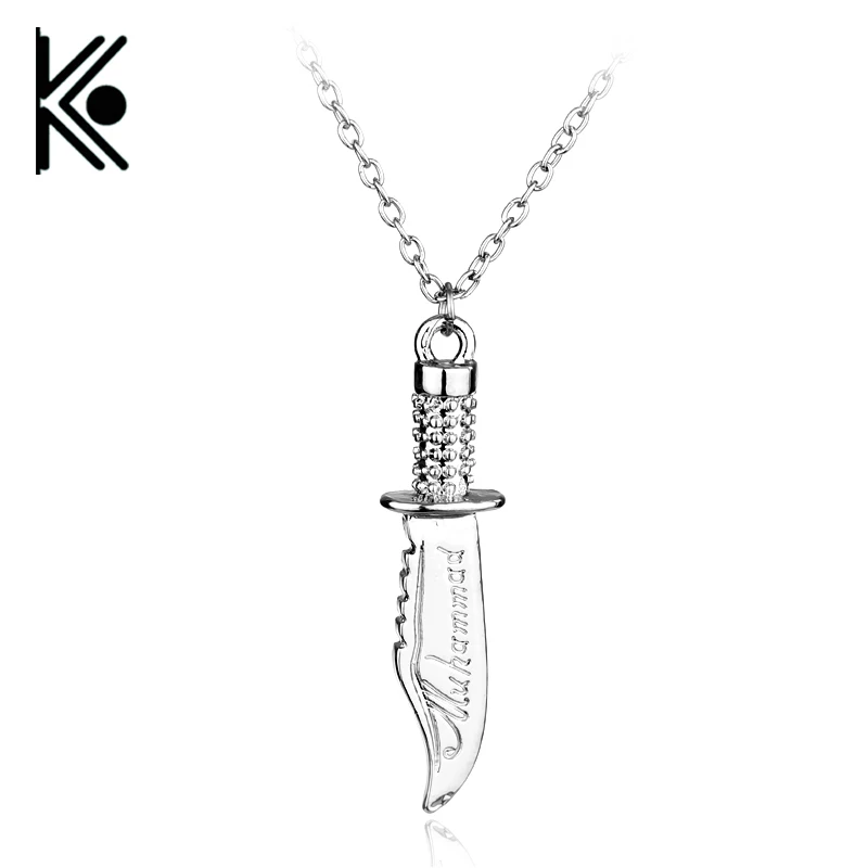 

free shipping Dagger Chain Necklace Chain & Charm Pendants Exquisite Islam Flag Muslim Mohammed Prophet Jewelry