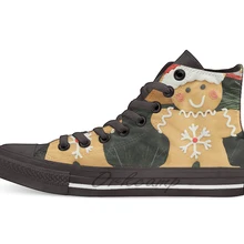 Имбирный хлеб дизайн дышащая Повседневная Высокая Топ на шнуровке холщовая обувь кеды для Прямая