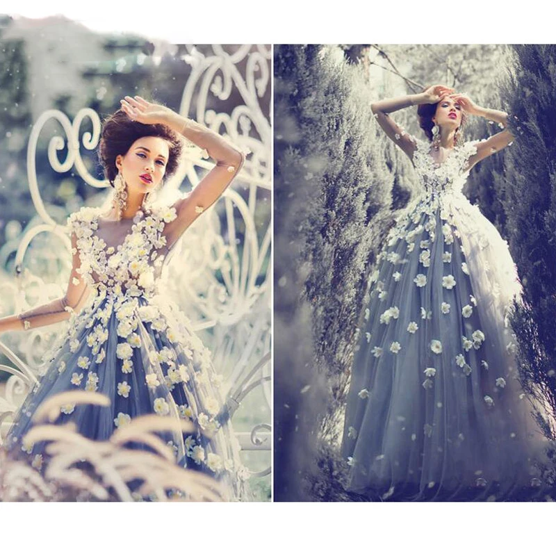 Cinderella-Dust-Grey-Vintage-Arab-Ball-Gown-Prom-Dresses-Long-Sleeve-3D-Flower-AppliquCharming-Prom