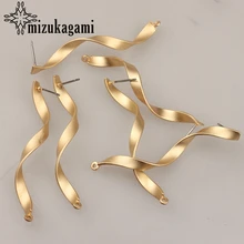 55*7 мм, 6 шт./лот, цинковый сплав, золотые геометрические Длинные спиральные серьги, базовые соединители, Linkers для DIY, серьги, ювелирные аксессуары