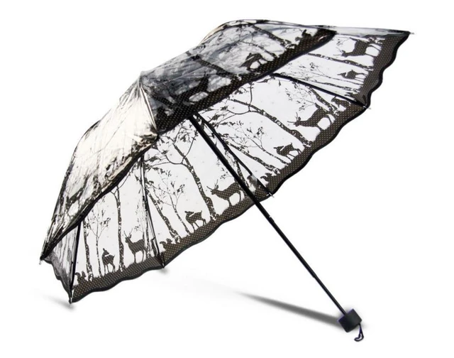 Large Dome Umbrella Clear See Through Rain Walking Transparent Brolly  Windproof