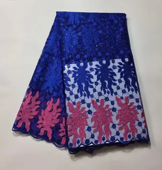 

2017 High Quality Nigerian French Lace African Lace Fabric With Bead Stone Fabric For Party Dress 5yards/lot Free Shipping J7