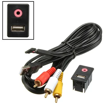 

KROAK Universal 3.5mm 3 RCA Car AUX USB Male Dash Flush Mount Mounting Adapter