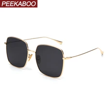 Peekaboo, серебристые зеркальные солнцезащитные очки, мужские, поляризационные, металлическая оправа, большие солнцезащитные очки для женщин, квадратные,, летние, для вождения, высокое качество
