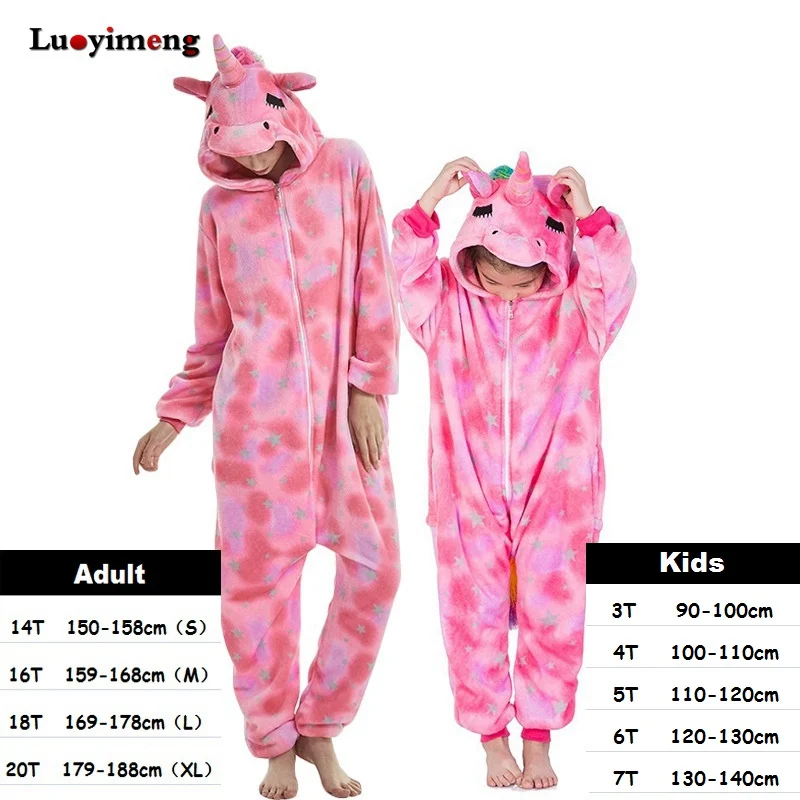 Kids Adults Unicorn Kigurumi Onesie Women Animal Costume Anime Cosplay Onepiece Pyjamas Panda Children Boys Girl Winter Jumpsuit - Цвет: close eye tenma