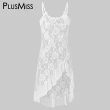 PlusMiss размера плюс, сексуальные кружевные прозрачные сорочка больших Размеры горячие эротические кукла сексуальное прозрачное нижнее белье для женщин, костюм, платье