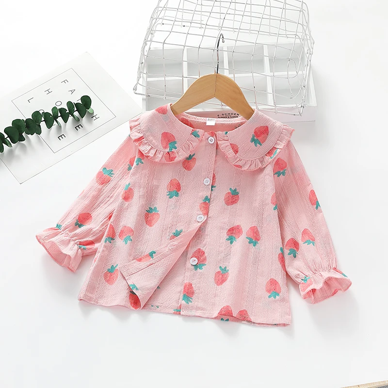 Одежда для малышей, блузка для девочек, рубашка с цветочным принтом для маленьких девочек, топы с длинными рукавами, милая Одежда для