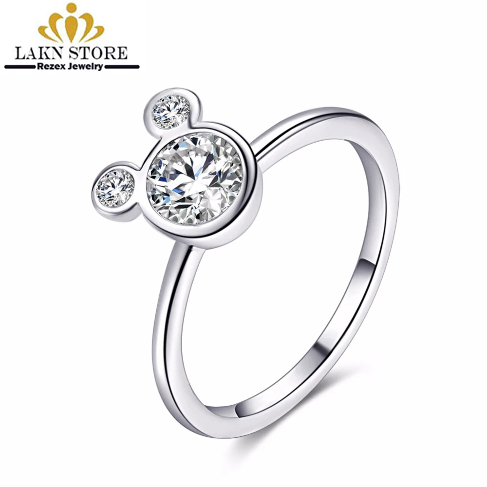 

Thin Cz Cubic Zirconia Crystal Mickey Finger Ring For Women Wedding Jewelry Handmade Creative Valentine Gifts Boyfriend