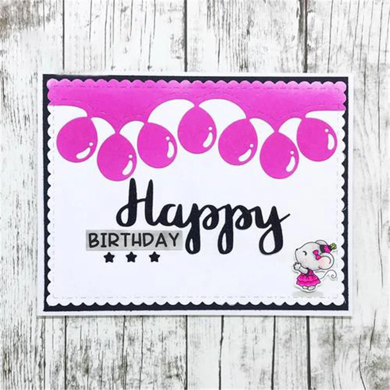 

GJCrafts 14*12cm Party Border Balloons Metal Cutting Dies for Scrapbooking 2018 New Cutting Dies DIY Album Card Making Decor