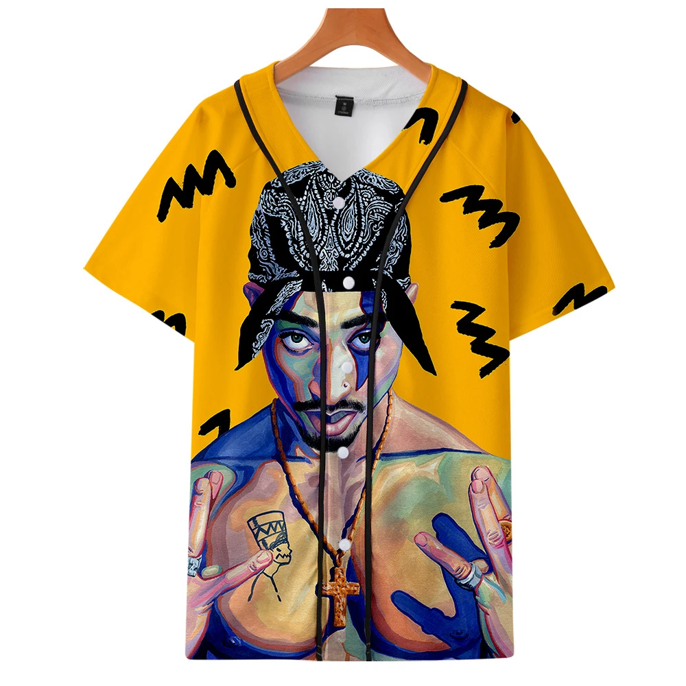 

2-Pac Hip-Hop Kpop Fashion 3D Baseball Shirt For Women and Men Clothes Cool Loose Casual Tee New Summer Baseball Tee Stylish