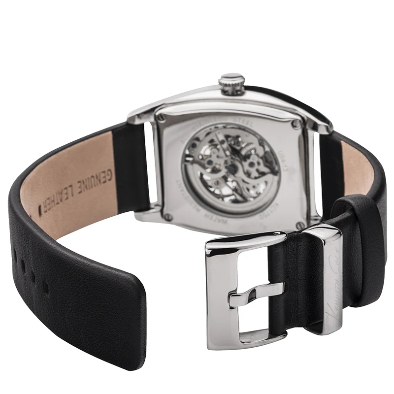 Kenneth Cole мужские деловые часы с черной кожаной пряжкой и большим квадратным циферблатом, автоматические часы класса люкс KC1750