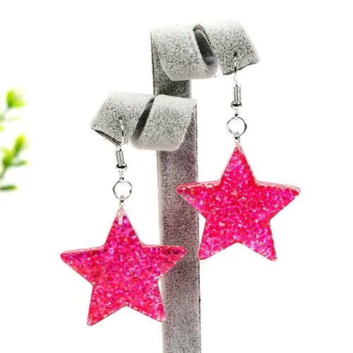 1 пара, модные блестящие серьги-капли в форме камина и звезды, полимерная серьга для подарка на день рождения, ювелирные изделия для девочек-подростков - Окраска металла: SE19-032A-03