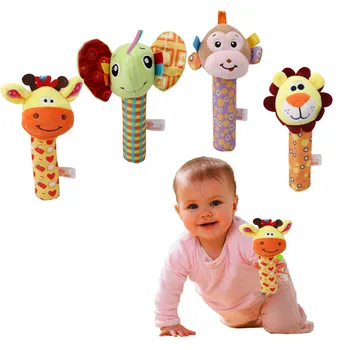 

Stuffed Handbells Baby Rattles Cartoon Toy Animal Squeaker Bar Baby Toys Hand Puppet Enlightenment Plush Doll