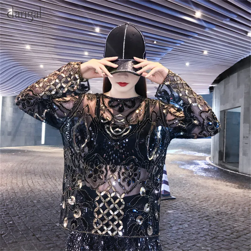

Luxury Women Shiny Beading Leaves Sequined Embroidery Shirts Heavy Beads Shirts Sexy Blusas Camisa Party Clubs Tops