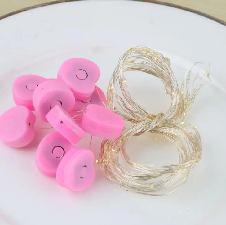 Peach Heart Decorative Lamp LED Color Button Battery Waterproof Copper Wire String |