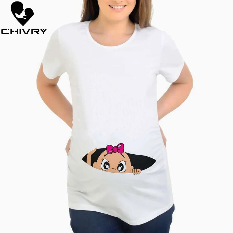 Футболка Chivry для беременных женщин летние повседневные рубашки с коротким
