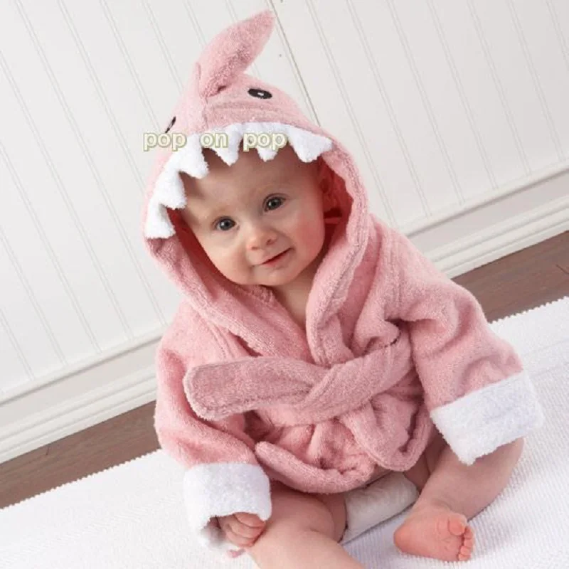 2016 Baby Bath Towels Top Quality Newborn Terry Bathrobe Pink Shark