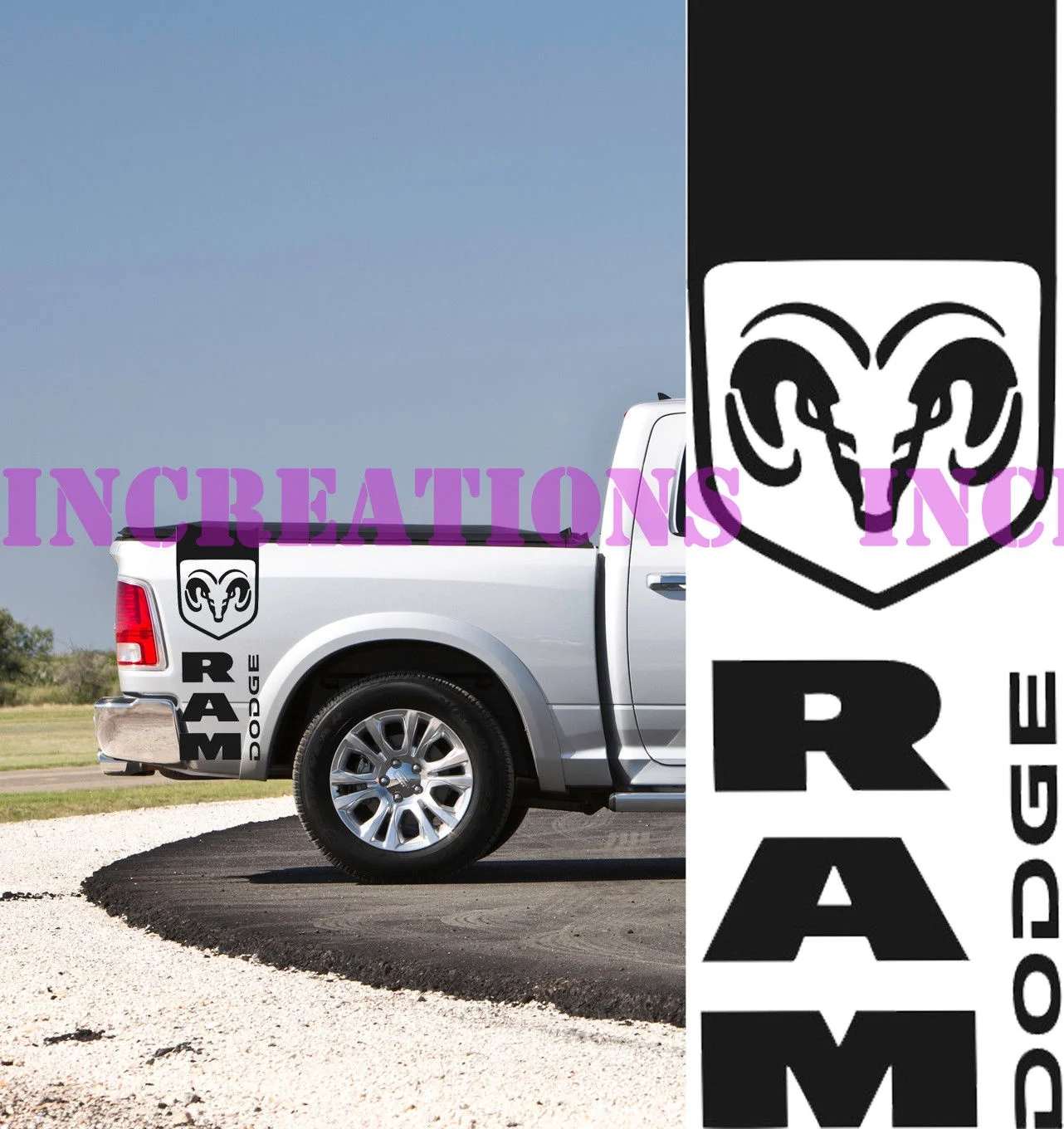 

For Universal 1Set/2Pcs Hemi Dodge Ram Rear Bed Stripes Truck Decals Mopar Stickers Set of 2 Racing 154a