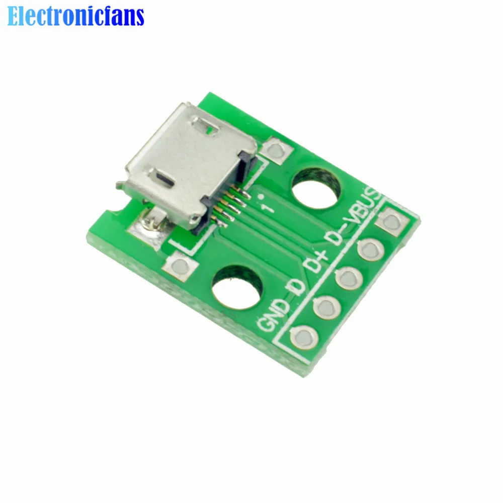 

10Pcs/Lot MICRO USB to DIP Adapter 5Pin 2.54mmDip Female Connector Micro Usb Type PCB Pinboard Converter