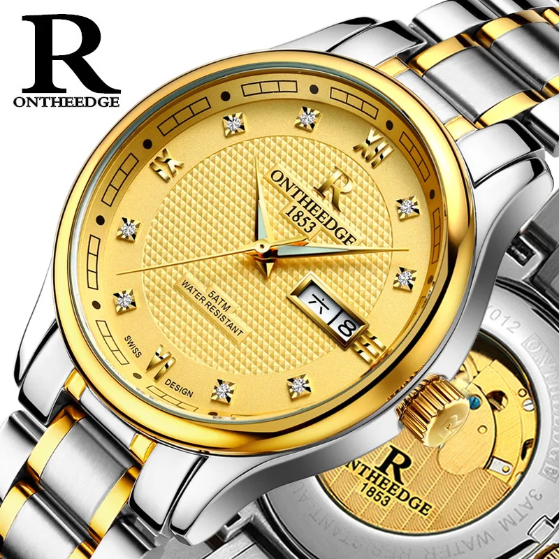 

ONTHEEDGE Watch Men Luxury Waterproof Mechanical Luxury Skeleton Watch With Automatic Winding Men's Mechanical Self Wind Watches