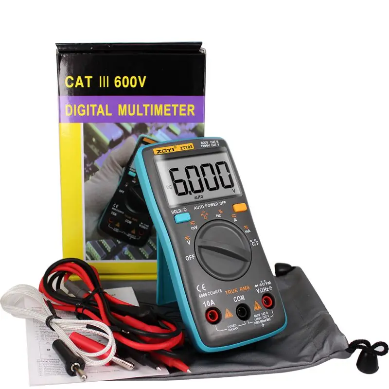 

Battery Drives Portable Digital Multimeter With True Rms For The 6000 Word Display LCD Display Clear Backlight Temperature