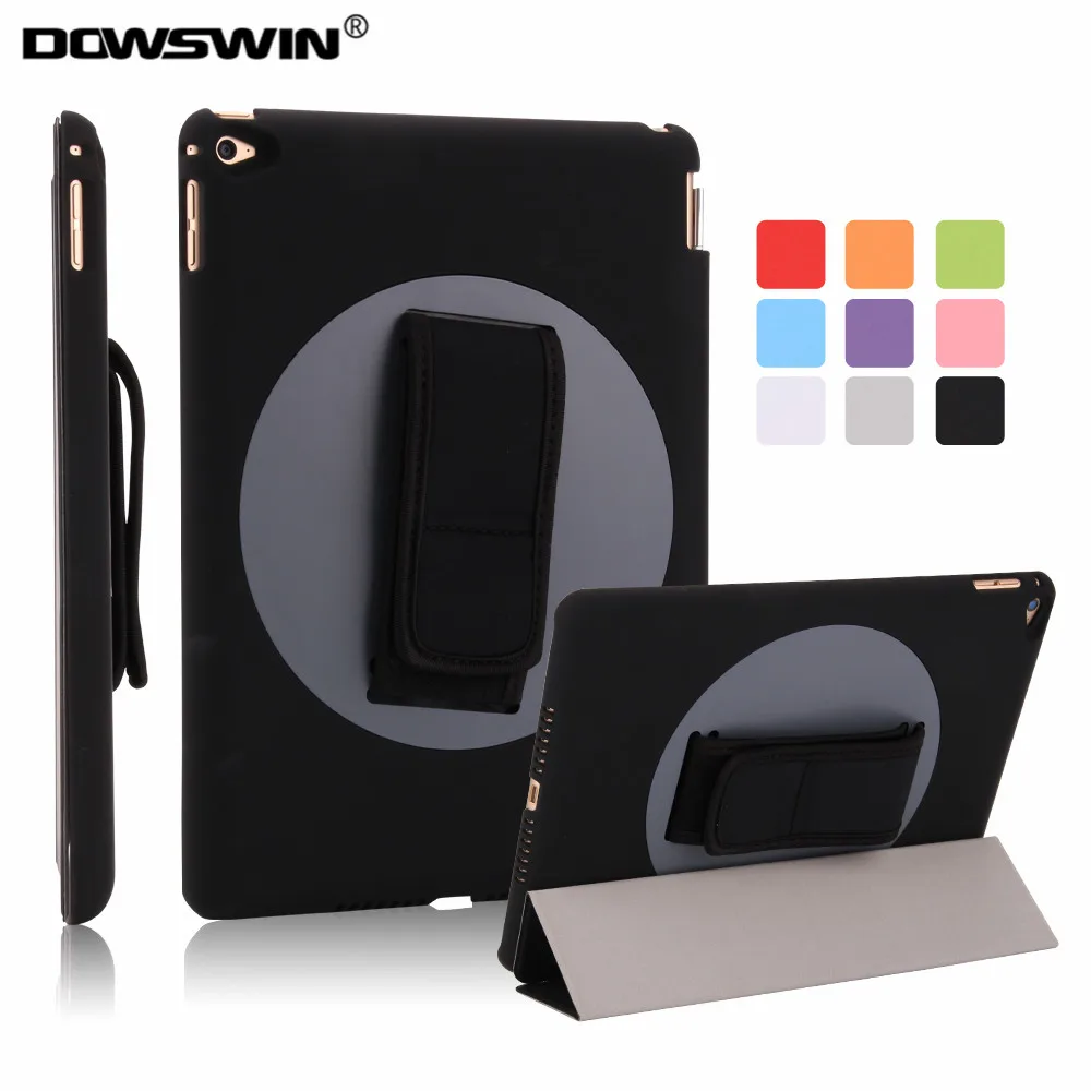 

For Apple iPad Air 2 Case Flip Stand Case Wake Up/Sleep Smart Cover For iPad Air 2 Case with 360 Degree Rotating Hand Holder