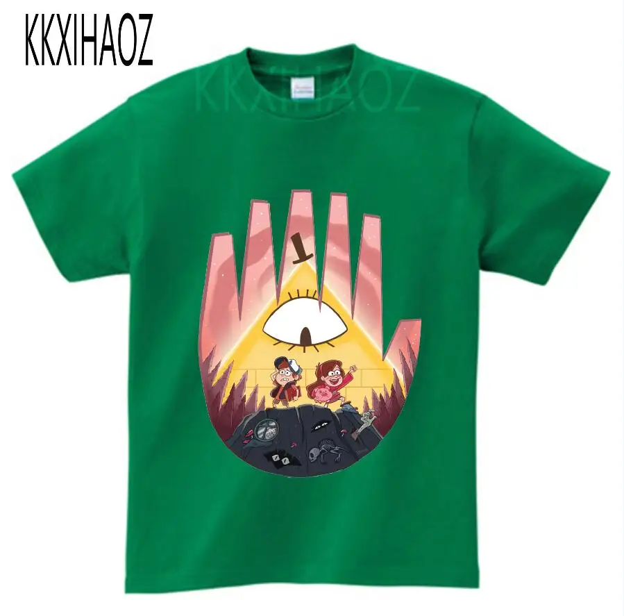 green childreT-shirt KKXIHAOZ/Детские топы для маленьких девочек, хлопковая футболка с короткими рукавами и рисунком Гравити Фолз, рубашка Enfant, Милая футболка с круглым вырезом для маленьких мальчиков, NN - Цвет: green childreT-shirt