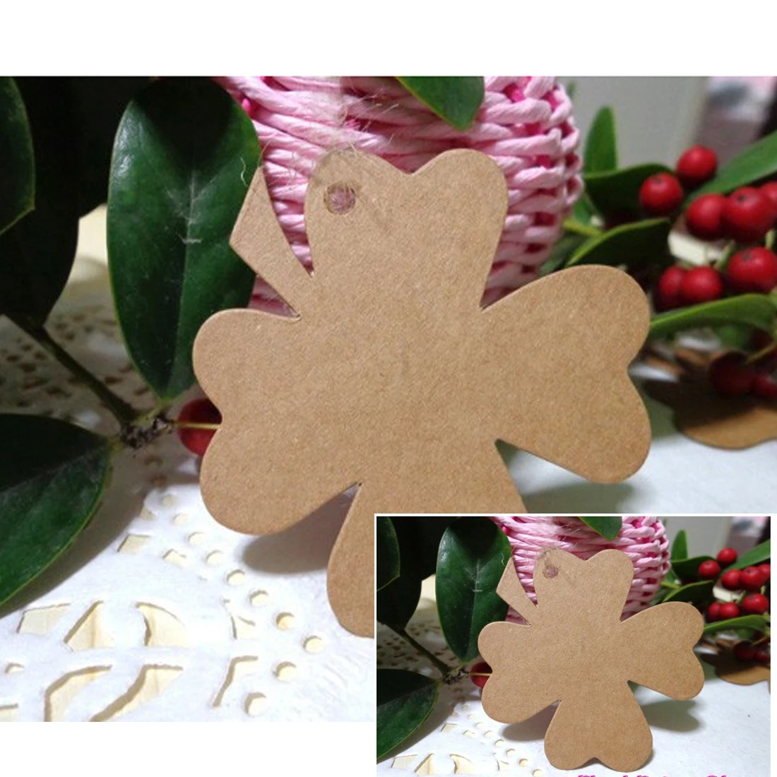 

Good Quality 10Pcs Clover Blank Kraft Paper Gift Tags Wedding Doorplate Scallop Favour Luggage