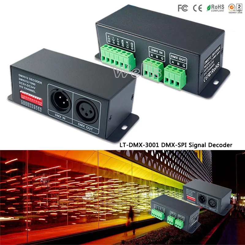 

DMX-SPI Decoder LT-DMX-3001 ;led controller support TLS3001, TLS3002 driving IC for led light
